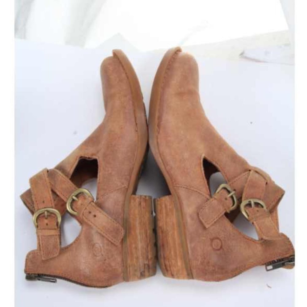 Born Kamilla Boots bootie back zip leather tan women shoes size 7 M - Picture 8 of 13